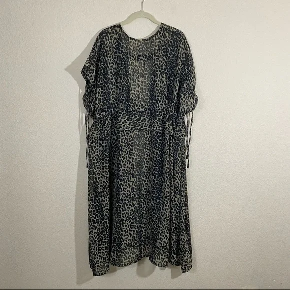 Sz: XXL/XXXL (2X-3X) Dark Leopard Print & Tie-Dye Multi-Color Swim Cover Kimonos - Picture 6 of 14